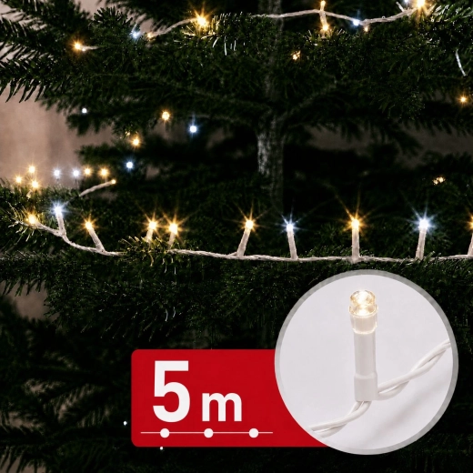 Łańcuch świetlny LED z efektem sopli, 5 m, 250 LED, ciepła i zimna biel