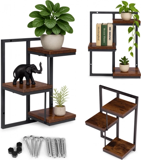 Wisząca półka ścienna na kwiaty 3 poziomy loft MODERNHOME