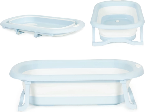 Składana turystyczna wanienka dziecięca z odpływem, szara