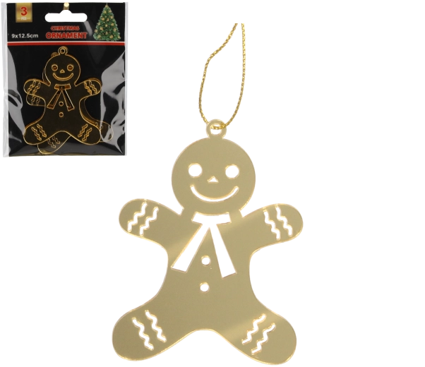 Zestaw złotych świątecznych ozdób pierniczków (3 szt.)