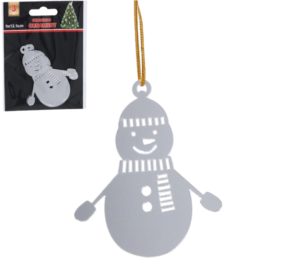 Zestaw srebrnych świątecznych ozdób bałwanów, 3 szt.