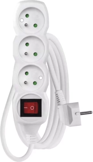 Emos przedłużacz z wyłącznikiem, 3 gniazda, 3 m, biały