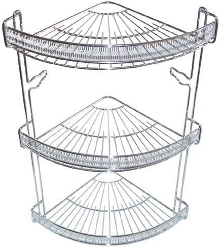 Narożna półka łazienkowa, 3 poziomy, chrom, 22 × 22 × 47 cm