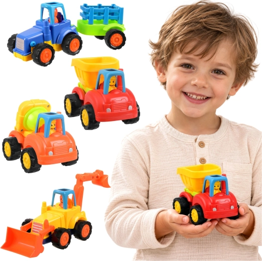 Pojazdy budowlane z napędem push and go - 4 szt.