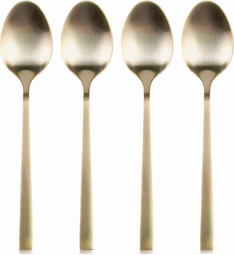 Złote łyżeczki do herbaty ze stali nierdzewnej, zestaw 4 szt.