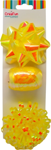 Zestaw upominkowy złoty, tęczowo błyszczący – wstążka 10 m i 2 kokardy