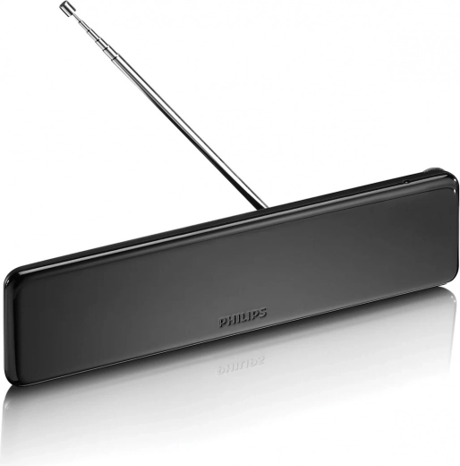 Wewnętrzna antena TV z regulacją wzmocnienia, kabel koncentryczny 1,8 m, 75 Ω, filtr 3G/4G, DVB‑T/T2
