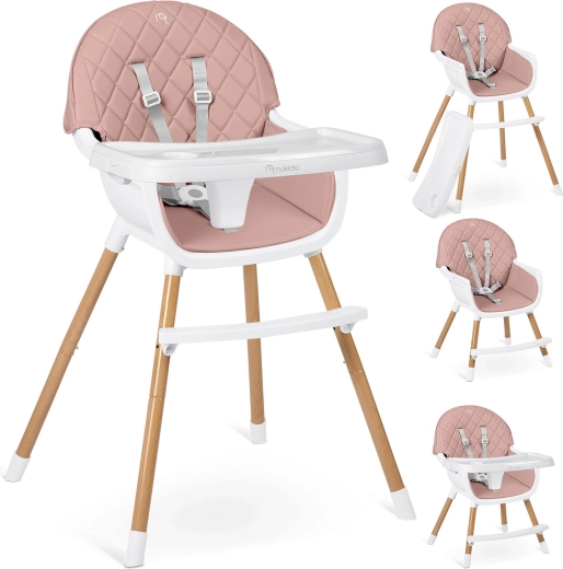 Krzesełko do karmienia NUKIDO Lilo różowe