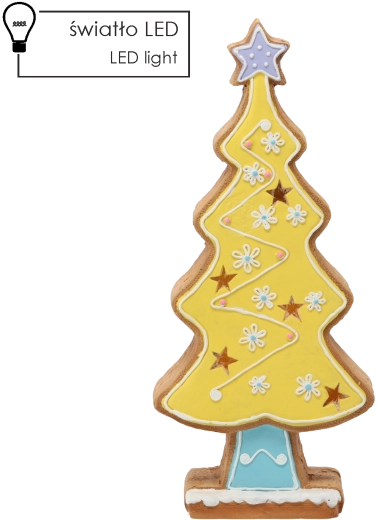 Świąteczna figurka piernikowego drzewka z żółtym oświetleniem LED 53,6 cm