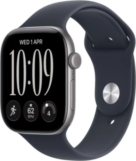 Apple Watch Series 12 GPS 46 mm aluminiowy w kolorze gwiezdnej szarości z granatowym sportowym paskiem M/L