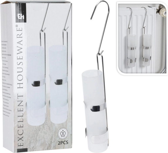 Okrągły nawilżacz na grzejnik 325 ml ze szkła i stali nierdzewnej, 2 szt.