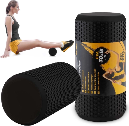 Wałek do masażu z pianki EVA 30 × 15 cm, czarny