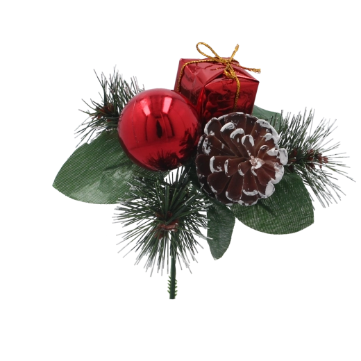Czerwona świąteczna ozdobna gałązka 18 cm