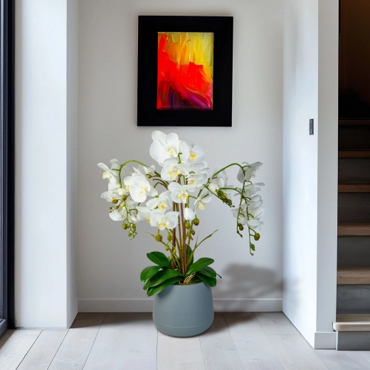 Sztuczna orchidea dekoracyjna biała 83 cm