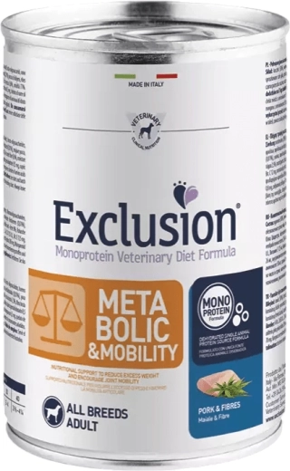 Exclusion Metabolic & Mobility karma mokra dla psów z wieprzowiną i błonnikiem 400 g
