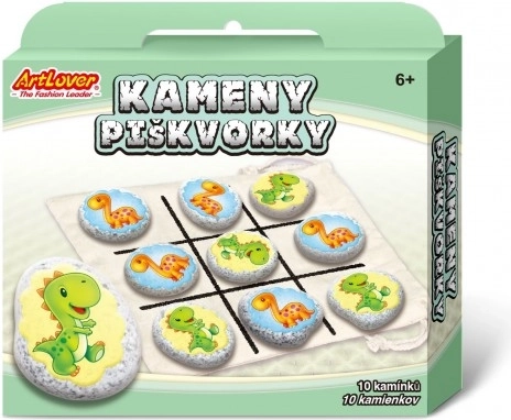 Kamienie/kółko i krzyżyk Dinozaury kreatywny zestaw w pudełku 19x16x4cm