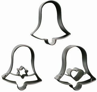 Zestaw wykrawaczy do ciastek dzwonek, 3 sztuki, stal nierdzewna