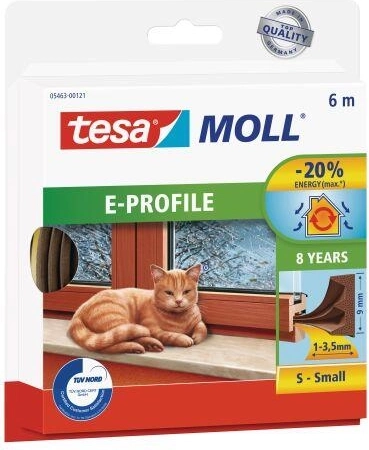 Uszczelka do okien i drzwi E 9×4 mm, brązowa, 6 m