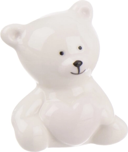 Porcelanowy miś z serduszkiem, biały