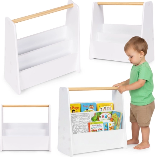 Montessori dziecięca biblioteczka 3‑poziomowy stojak na książki biały ecotoys