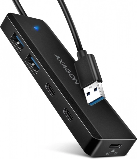 Axagon Travel kompaktowy 4-portowy hub USB 5 Gb/s (2× USB-A, 2× USB-C)