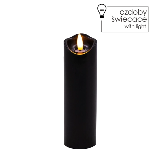 Czarna świeca LED z migoczącym płomieniem 5 × 17,5 cm