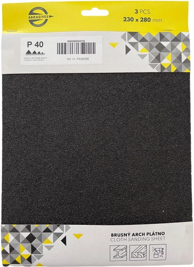 Płótno ścierne do metalu i drewna, ziarnistość 36, 230 × 280 mm (3 szt.)