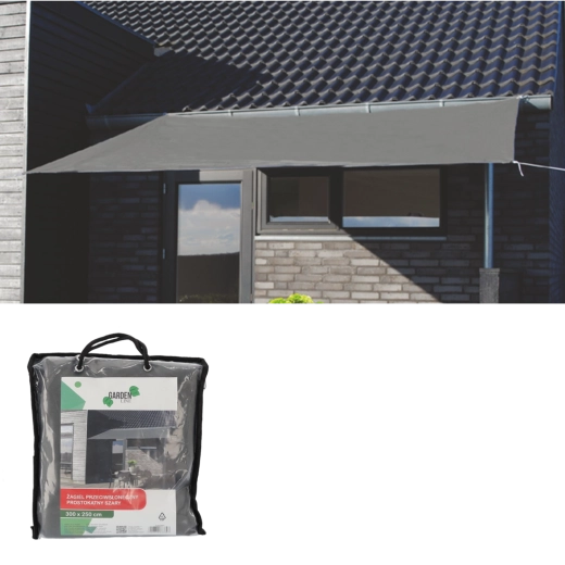 Prostokątna płachta przeciwsłoneczna szara 3 × 2,5 m