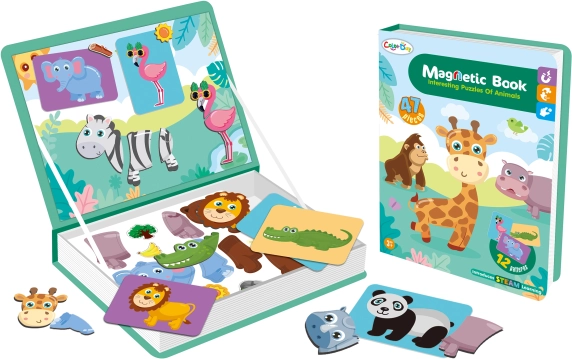 Magnetyczna książka z zwierzętami safari 47 elementów
