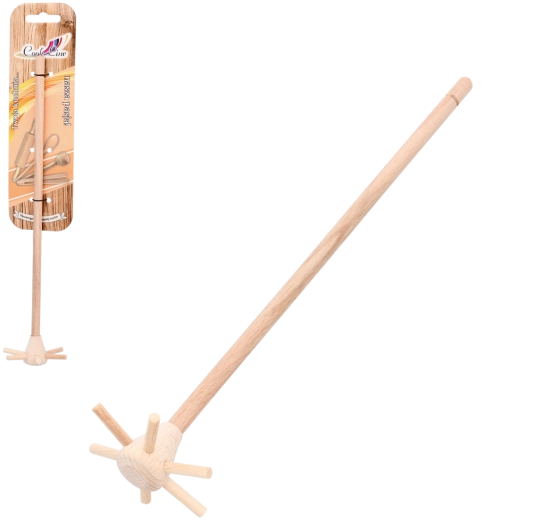 Duża drewniana trzepaczka do mieszania 27 cm