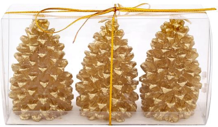 Świąteczne świece szyszki PROVENCE złote, zestaw 3 szt.