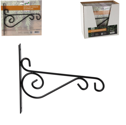 Metalowy ścienny uchwyt na doniczkę z motywem sowy 30 × 28 cm, czarny