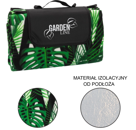 Koc piknikowy 200 × 200 cm z izolującą spodnią warstwą Monstera