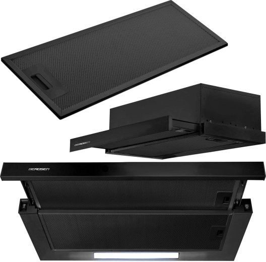 Teleskopowa zabudowana okap kuchenny 60 cm czarny