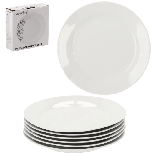 Zestaw białych talerzy deserowych z hartowanego szkła 19 cm (6 szt.)