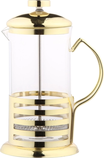 Dzbanek do herbaty liściastej 600 ml ze stalowym koszyczkiem do zaparzania w kolorze złotym