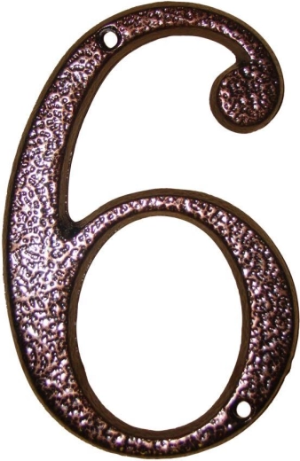 Numer domu 6, brązowy, cynk