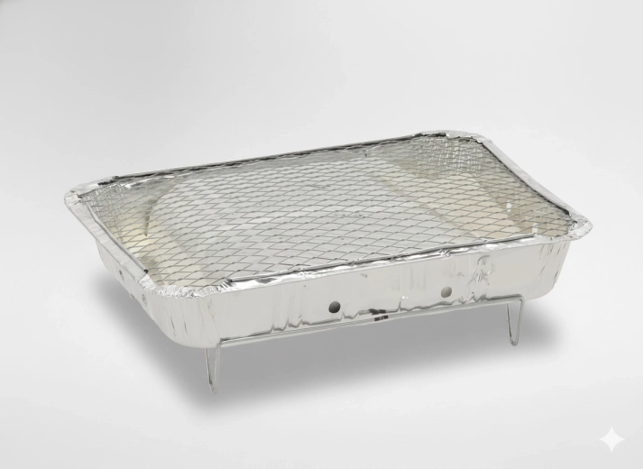 Jednorazowy aluminiowy grill na węgiel drzewny 31 × 24 × 5 cm