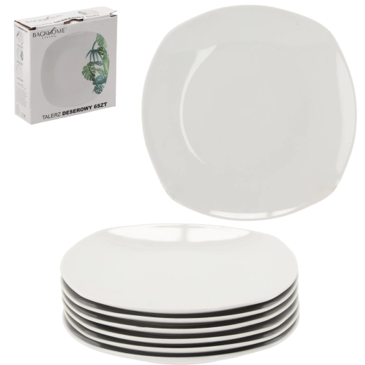 Zestaw białych kwadratowych talerzy deserowych 20 cm – 6 sztuk