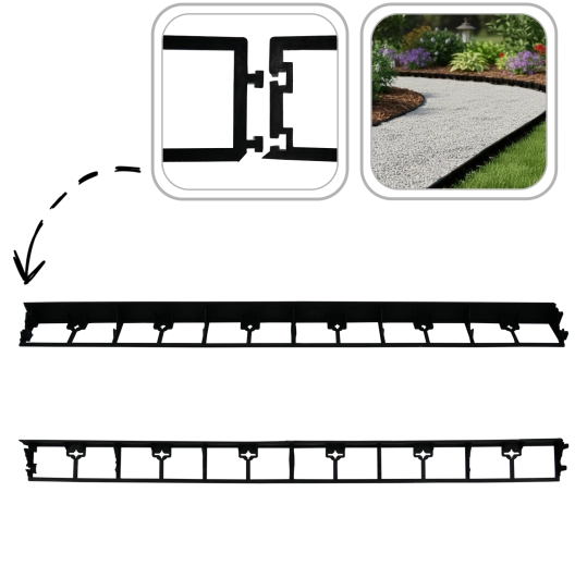 Obrzeże ogrodowe z recyklingowanego plastiku 4,5 × 100 cm, czarne