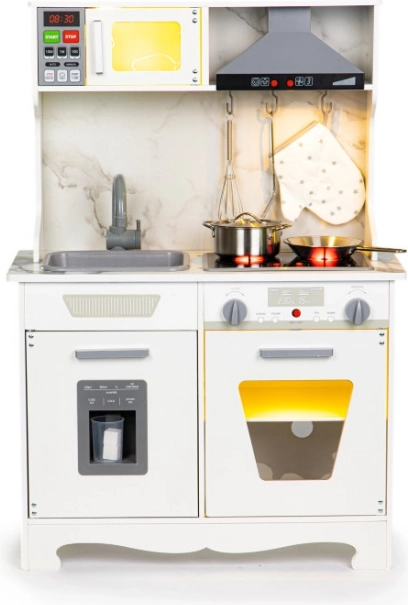 Drewniana dziecięca kuchnia z efektami świetlnymi i dźwiękowymi + akcesoria ECOTOYS