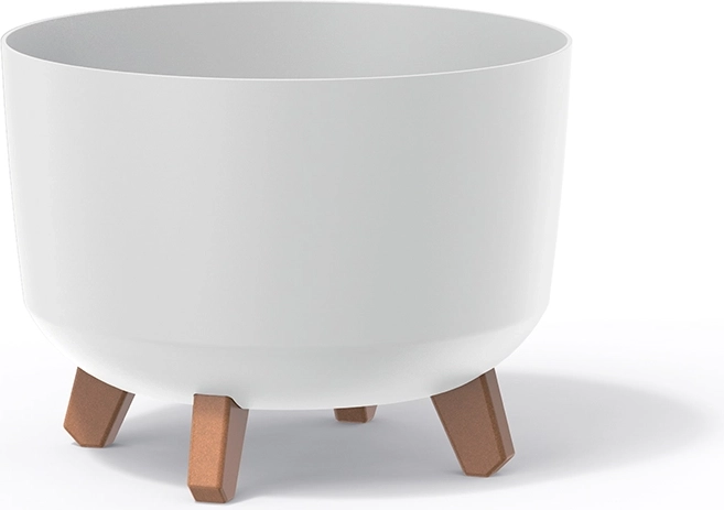 Doniczka na nóżkach GRACIA Standard 28,5 cm – biała, z recyklingowanego plastiku