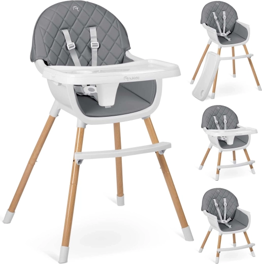 Krzesełko do karmienia NUKIDO Lilo szare 3w1