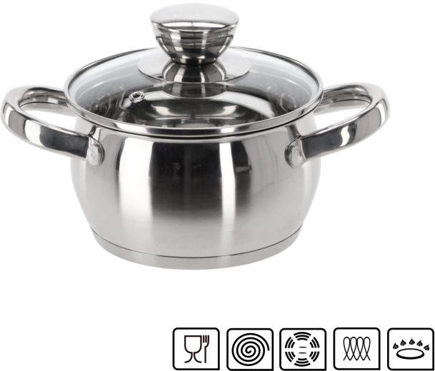 Garnek ze stali nierdzewnej z pokrywką Belly 1 l 14 cm