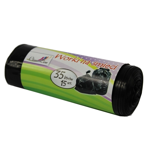 Ekstra mocne czarne worki na śmieci ze sznurkiem 35 l