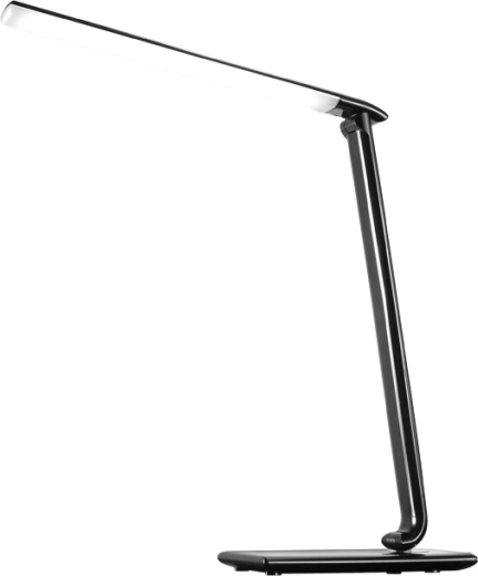 Solight ściemnialna lampka biurkowa LED 12 W z wyborem temperatury barwowej światła i USB, czarny połysk