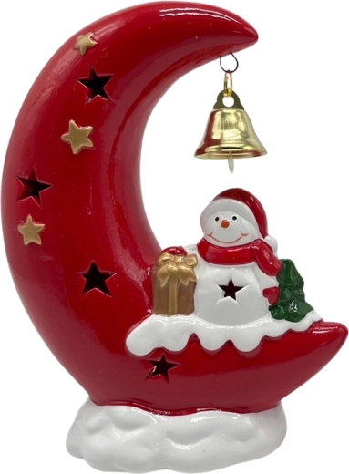 Ceramiczny bałwanek na księżycu z oświetleniem LED