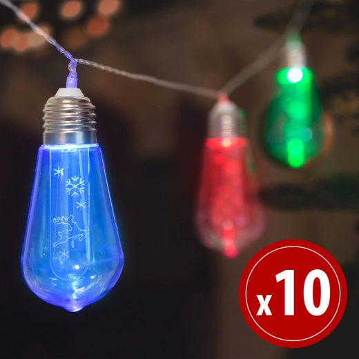 Kolorowy łańcuch świetlny LED z reniferami, 10 LED, 1,9 m