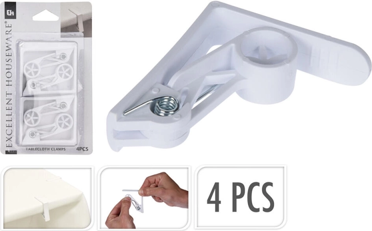Plastowa klamra do obrusu 62 × 62 mm, 4 szt.