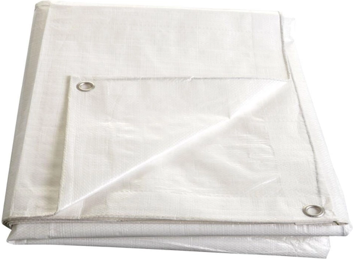Biała plandeka kaszerowana z oczkami 2 × 3 m, 140 g/m²